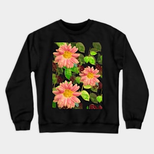 Flowers pattern with daisies and leaves - natural botanical paradise Crewneck Sweatshirt